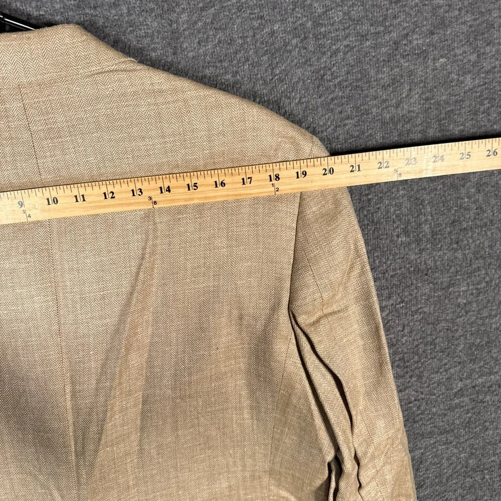Brooks Brothers Blazer Mens 43L Tan 1818 Madison Silk Linen Wool Herringbone